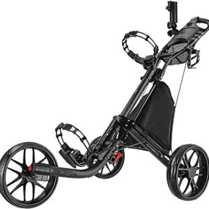 DSHUJC Golf Carts, Trolleys,3 Wheel Golf Push Cart Foldable Collapsible Lightweight Pushcart with Foot Brake Easy to Open &Amp; Close