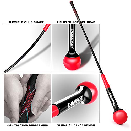 Champkey Golf Swing Trainer – Tempo & Flexibility Training Aids Warm-Up Stick Ideal for Golf Indoor & Outdoor Practice (Red, 48 Inches)