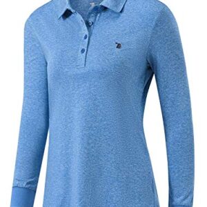 Rdruko Women’s Long Sleeve Polo Golf Shirts Casual Sports T-Shirts with Thin Fleece(Dark Blue, US M)