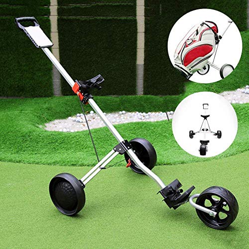 XFY Lightweight Foldable Golf Trolley, 3 Wheel Golf Push Carts, Quick Open and Close Golf Pull Cart, Collapsible Cart, Golf Push/Pull Cart