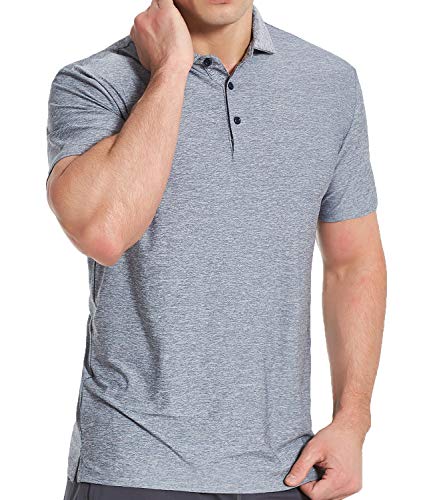 COSSNISS Men’s Dry Fit Golf Polo Shirt, Silver, X-Large