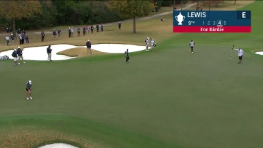 Lewis drains very long putt for birdie on 9th