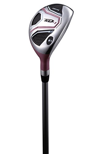 Aspire XD1 Ladies Womens Complete Right Handed Golf Clubs Set Includes Titanium Driver, S.S. Fairway, S.S. Hybrid, S.S. 6-PW Irons, Putter, Stand Bag, 3 H/C’s Pink (Cherry Right Hand)