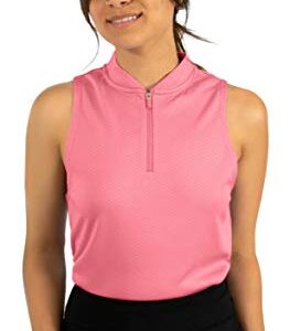 Three Sixty Six Womens Sleeveless Collarless Golf Polo Shirt with Zipper – Quick Dry Tank Tops for Women