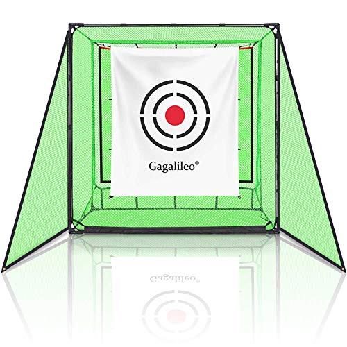 Gagalileo Golf Net Hitting Cage Practice Driving Net High Impact Double Back Stop Training Aid Automatic Ball Return Net for Backyard 6.6X3.3X6.6FT with Two Side Nets and Target