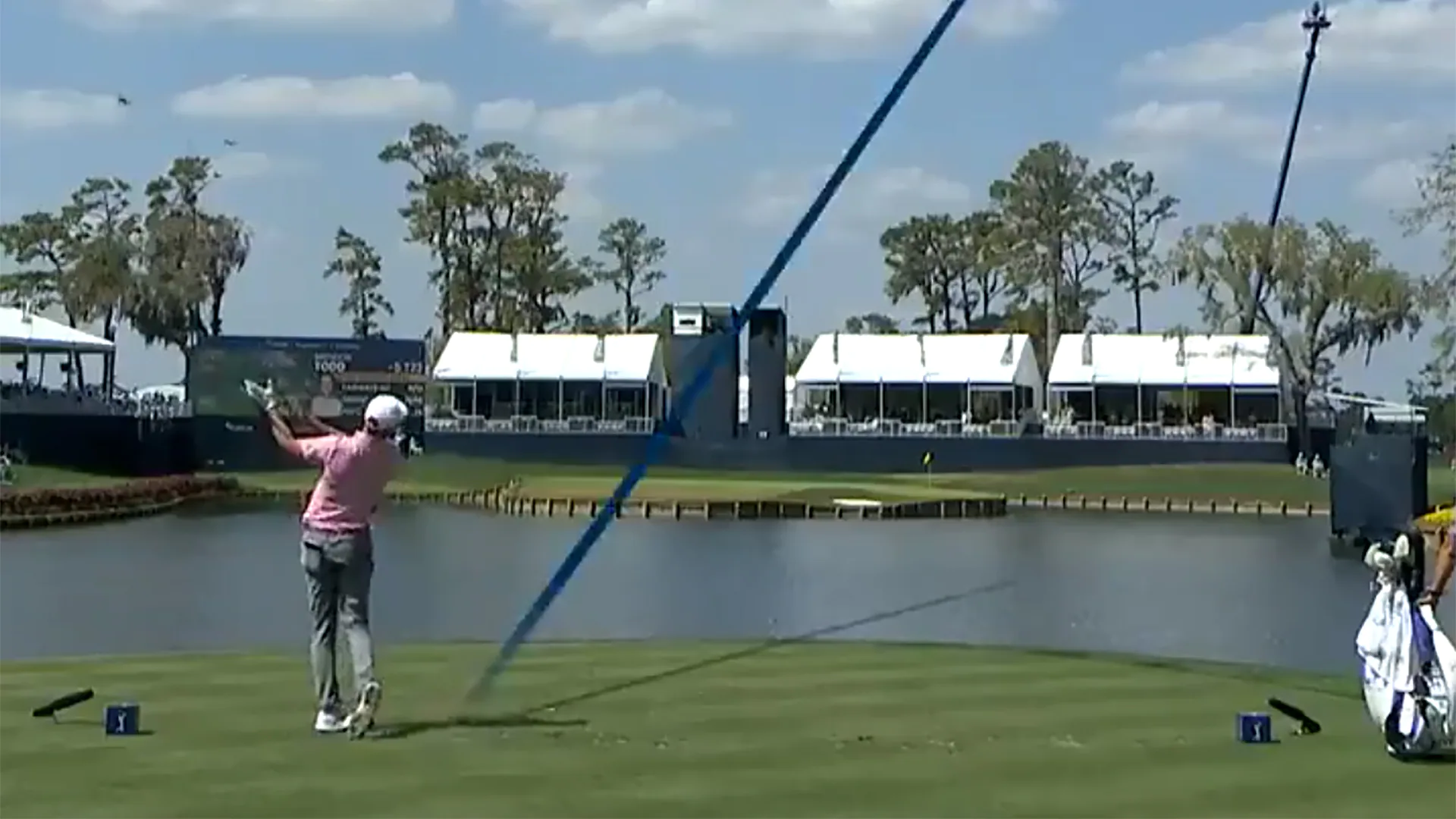 Watch: Brendon Todd shanks tee shot almost onto real island at par-3 17th