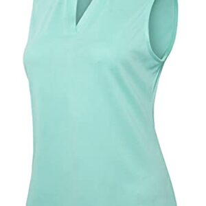 CHICHO Golf Polo Shirts for Women,Women Tennis V-Neck Top Activewear Loose Fit Sleeveless Workout Shirt Lightweight Running Summer Mint Green Small