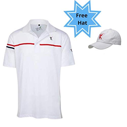 DriFit Mens Solid Bold Golf Shirts, Solid Color Golf T-Shirt for Mens -6965(White, Medium)
