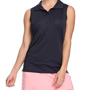 Bodensee Women’s Golf Sleeveless Polo Shirts, Quick Dry Tennis Athletic Shirts Outdoor Sports UPF 50+ Navy S