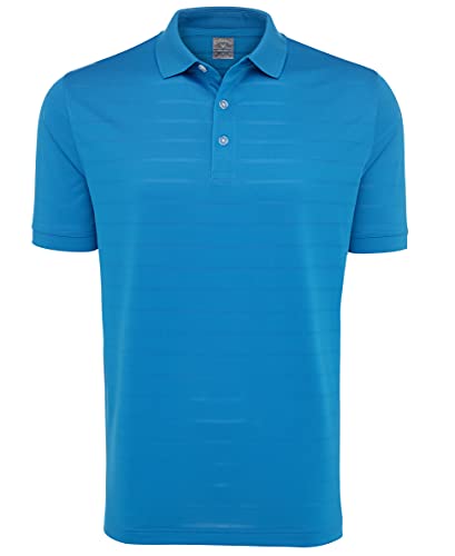 Callaway Men’s Basic Short Sleeve Opti-Vent Open Mesh Polo Golf Shirt, Medium Blue, Large