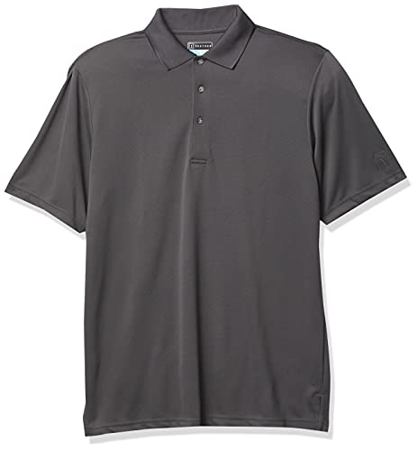 PGA TOUR Men’s Airflux Short Sleeve Solid Golf Polo-Shirts, Asphalt, XL