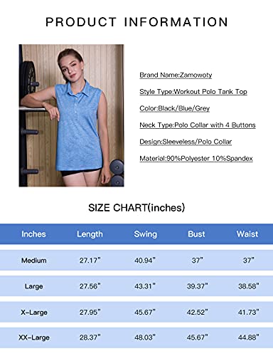 Zamowoty Running Shirts Women,Golf Sleeveless Activewear Sport Drying Design Cool Comfortable Shirts Summer Outdoors Exercise Daily Tennis Running Breathable Soft Material Blue L
