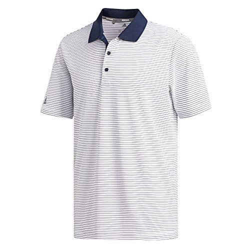 adidas Golf 2-Color Club Merch Stripe Polo, White/Collegiate Navy, Small