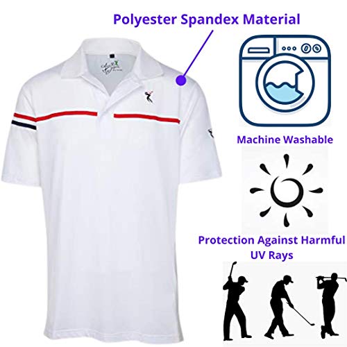 DriFit Mens Solid Bold Golf Shirts, Solid Color Golf T-Shirt for Mens -6965(White, Medium)