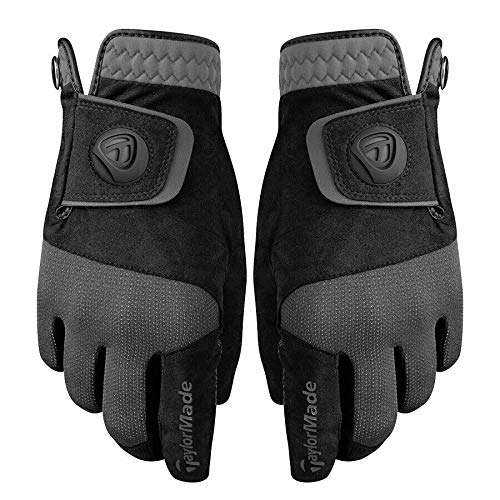 ALF_AN 1PCS Rain Control Wet Weather Men’s Black Golf Gloves – Pair (Medium/Large, Black/Grey)