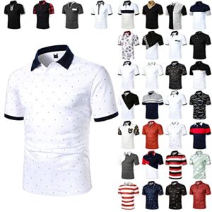 Sunhusing Golf Shirts for Men – Turn Down Collar Short-Sleeve Polo, Athletic Casual Collared T-Shirt Color Block Summer Tops Black