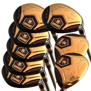 Japan WaZaki 4-SW USGA R A Rules Hybrid Irons Golf Club Set,14K Gold Finish,Mens Regular Flex,65g Graphite Tit Shaft,Plus Half Inch Length,Limited Edition,with Covers,Pack of 16