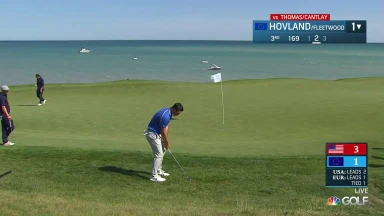 Hovland's remarkable chip-in pulls match even