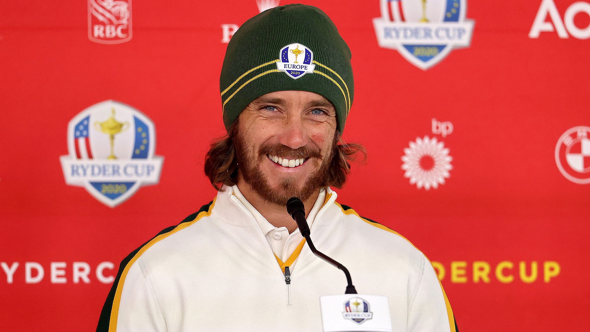 2020 Ryder Cup: Europeans sporting Green Bay Packers colors during Wednesday practice