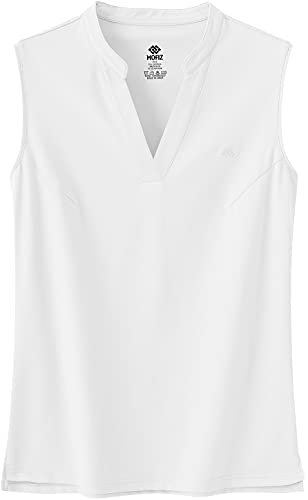 Women’s Sleeveless Golf Polo Shirts Moisture Wicking Ladies Tops UV Sun Protection Sport Athletic Shirts for Tennis White