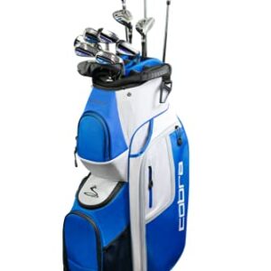 Cobra Golf 2021 Fly XL Complete Set Cart Bag Black-Blue (Men’s Right Hand, Graphite Woods-Steel Irons, Reg Flex, DR-10.5, 3W-14.5, 5W-18.5, 4H-20.5, 5H-23.6, 7-PW, SW, Putter, Cart Bag)