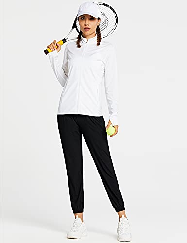 ZUTY UPF 50+ UV Long Sleeve Shirt Women Golf Sun Protection Light Jacket Hiking Running Shirts with Zip Pockets White-Zipper M