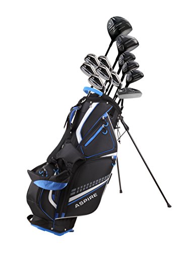19 Piece Men’s Complete Golf Club Package Set with Titanium Driver, 3 Fairway Wood, 3-4-5 Hybrids, 6-SW Irons, Putter, Stand Bag, 5 H/C’s – Choose Options! (Tall Size +1″, Special Ti-Face Driver)