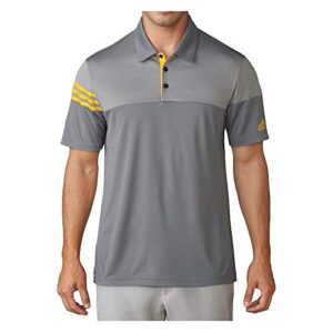 adidas Golf Men’s Golf 3-Stripes Heather Block Polo Shirt, Vista Grey/Eqt Yellow, X-Large