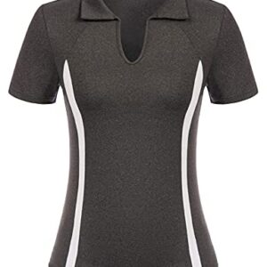Women’s Golf Shirt UPF 50+ Sun Protection Quick-Dry Moisture Wicking Workout Training T-Shirts Large Deep Grey