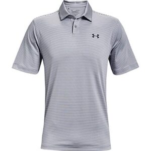 Under Armour Men’s Performance Stripe Golf Polo , Steel (035)/Pitch Gray, Large