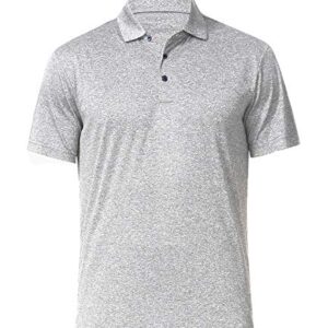 COSSNISS Men’s Dry Fit Golf Polo Shirt (L, Light Grey)