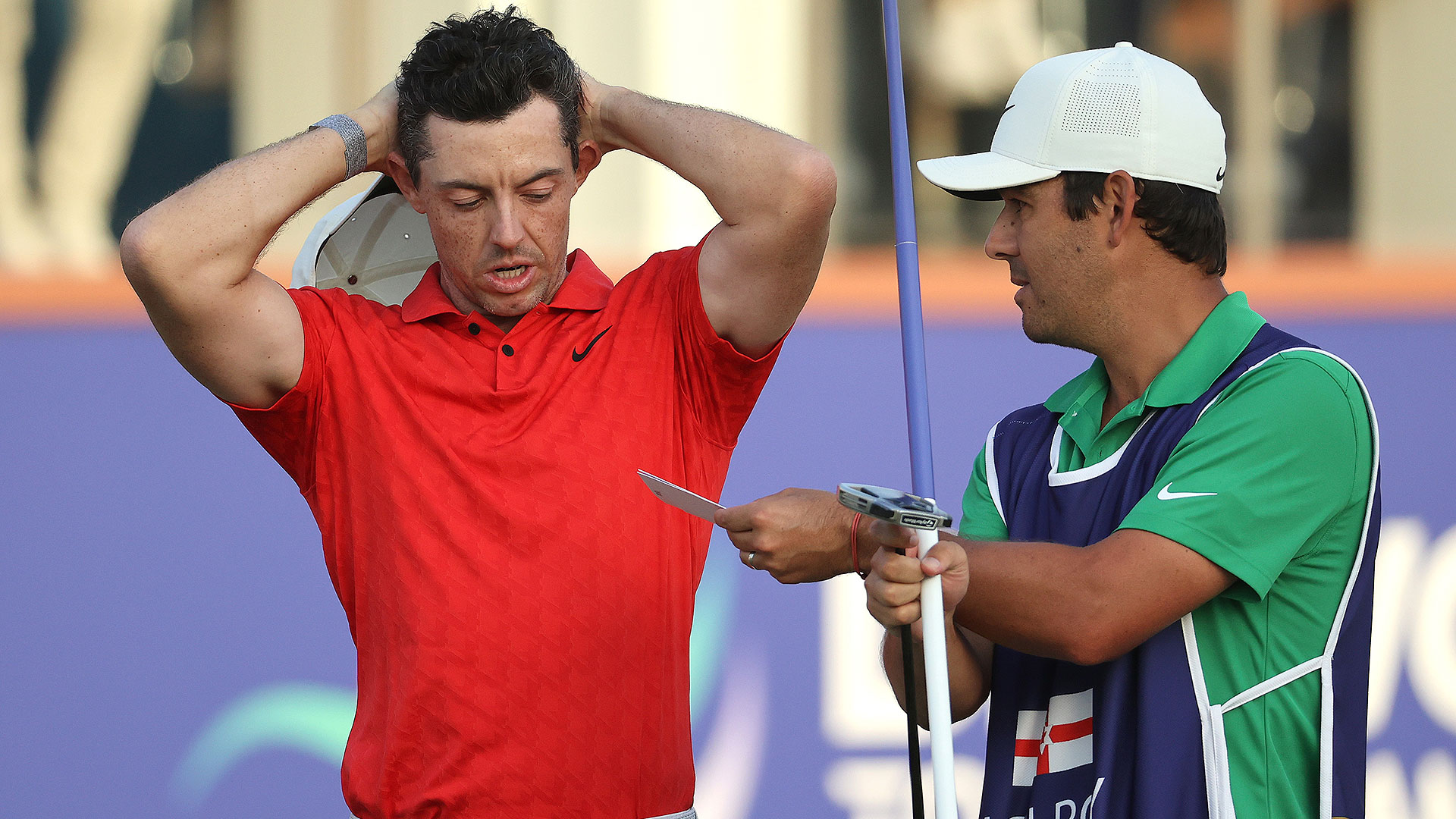 Watch: Rory McIlroy avoids prior mistake alongside Tiger Woods, saves bogey off the rocks