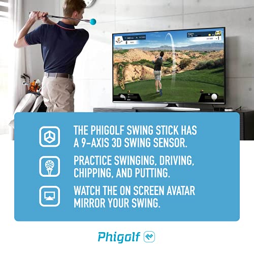 Phigolf Mobile and Home Smart Golf Game Simulator with Swing Stick – WGT Edition