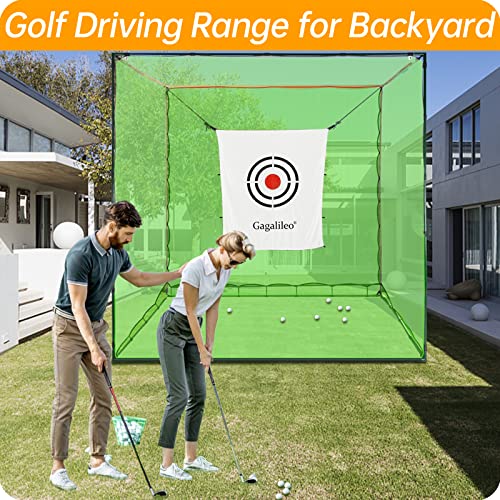 Golf Cage Net Golf Hitting Cage Practice Driving Net Heavy Duty Golf Net High Impact Double Back Stop with Target Training Aids Automatic Ball Return Net for Backyard