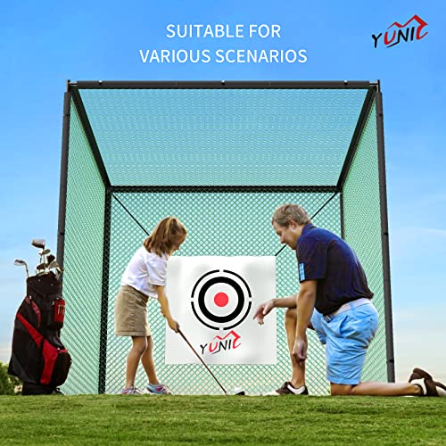 YUNIC Sport Steel Metal Golf Cage (10ft x 10ft x 10ft) with Hitting Nets and Targets Training Aids Chipping Practice Cage for Backyard Driving Range for Outdoor Sports (Golf Cage Set)