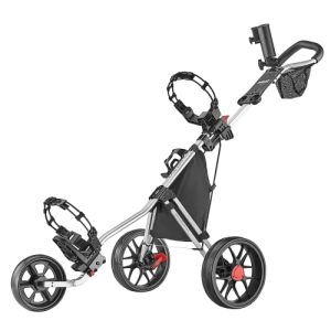 Caddytek CaddyLite 11.5 V3 3 Wheel Golf Push Cart – SuperLite Deluxe, Lightweight, Easy To Fold Caddy Cart Pushcart , Silver , 53.5 x 27 x 45″