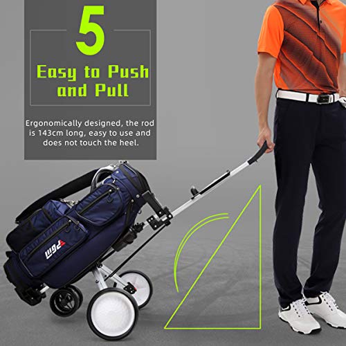 Jaffick Golf Pull Cart Wheel Folding Push Cart Trolley for Golf Club Bag