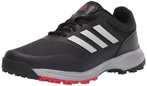 adidas Men’s Tech Response Spikeless Golf Shoe, Core Black/Silver Metallic/Scarlet, 11