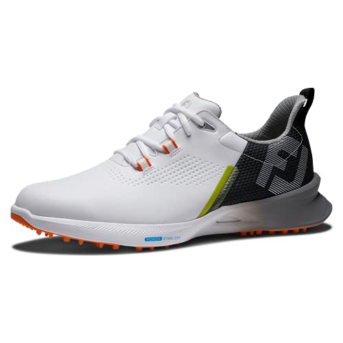 FootJoy Men’s FJ Fuel Golf Shoe, White/Black/Orange, 11