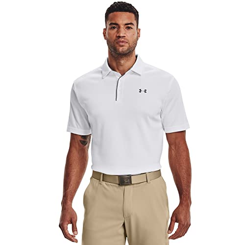 Under Armour mens Tech Golf Polo , White (100)/Graphite , X-Large