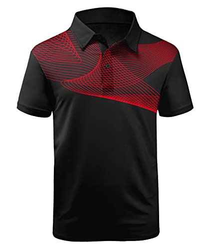 ZITY Golf Polo Shirts for Men Short Sleeve Athletic Tennis T-Shirt 035-Red-L