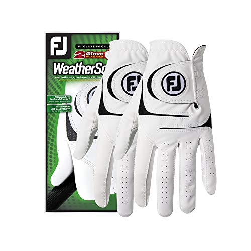 FootJoy Men’s WeatherSof 2-Pack Golf Glove White X-Large, Worn on Left Hand