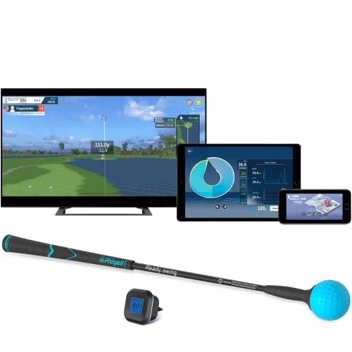 PHIGOLF World Tour Edition – Home Golf Simulator, Access 38,000+ Golf Courses Worldwide. Includes A Compact Weighted Swing Stick, 9-axis Swing Sensor, Supports Android and iOS Devices