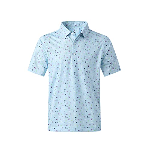 DEOLAX Mens Polo Shirts Moisture Wicking Dry Fit Performance Mens Golf Shirt Regular Fit Fashion Print Short Sleeve Polo