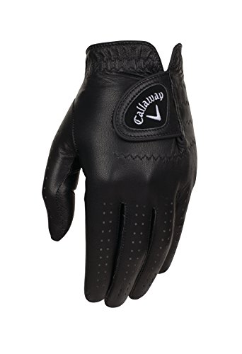Callaway Golf Men’s OptiColor Leather Glove, Black, Large, Worn on Left Hand