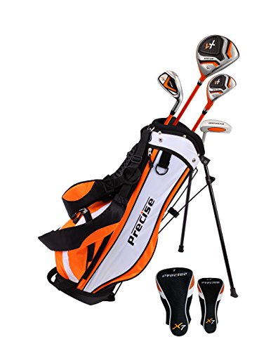 Precise Distinctive Right Handed Junior Golf Club Set for Age 3 to 5 (Height 3′ to 3’8″) Set Includes: Driver (15″), Hybrid Wood (22*), 7 Iron, Putter, Bonus Stand Bag & 2 Headcovers