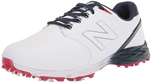 New Balance Men’s Striker v3 Golf Shoe, White/Blue/Red, 12