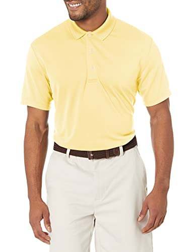 PGA TOUR mens Airfluxâ„¢ Solid Mesh Short Sleeve Polo Shirt, (Sizes – 4xl) Golf Shirt, Pale Banana, Large US