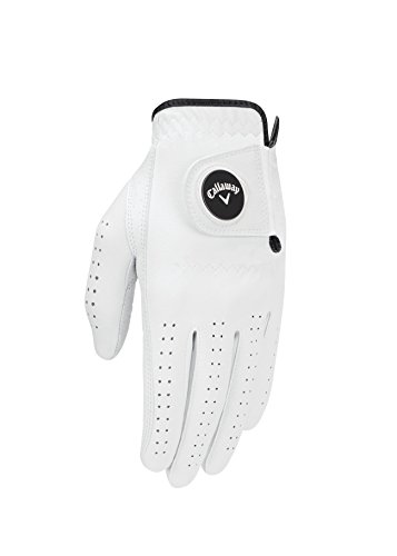 Callaway Men’s Opti Flex Golf Glove, White, Large, Worn on Left Hand