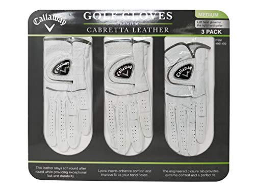 Callaway Golf Gloves Medium 3-Pack Cabretta Leather White